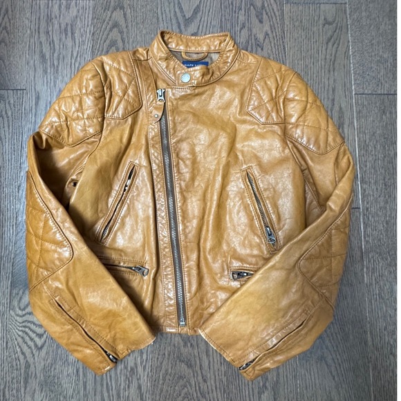 Ralph Lauren Other - Ralph Lauren Kids Brown Leather Quilted Moto Jacket Size M 8/10